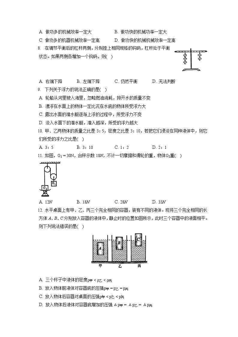 重庆市万盛经开区2019-2020学年八年级下学期期末物理试题02