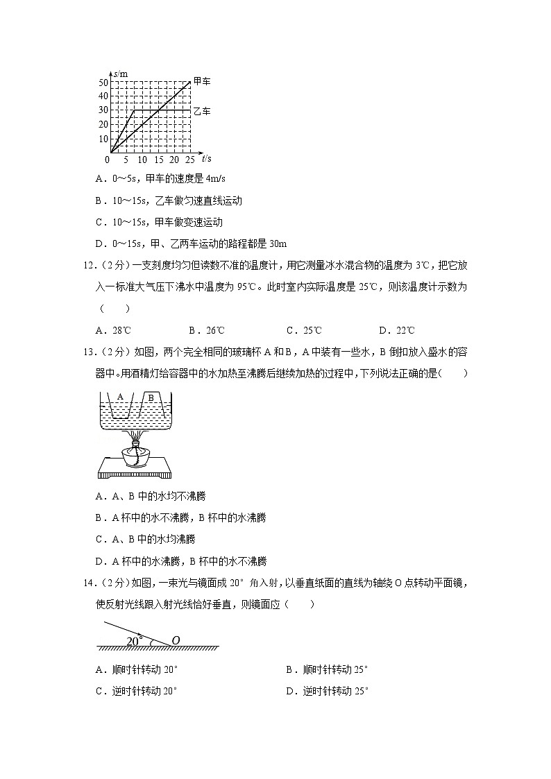新疆乌鲁木齐市天山区兵团一中2022-2023学年八年级上学期期中物理试题03