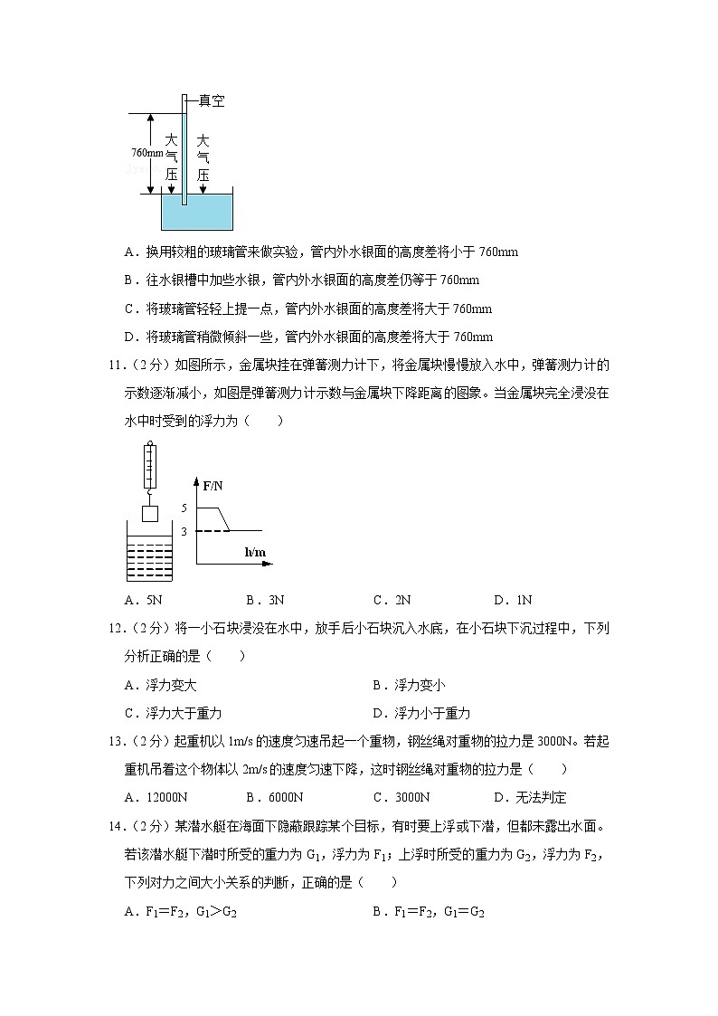 福建省厦门大学附属实验中学2021-2022学年八年级下学期期中物理试题03