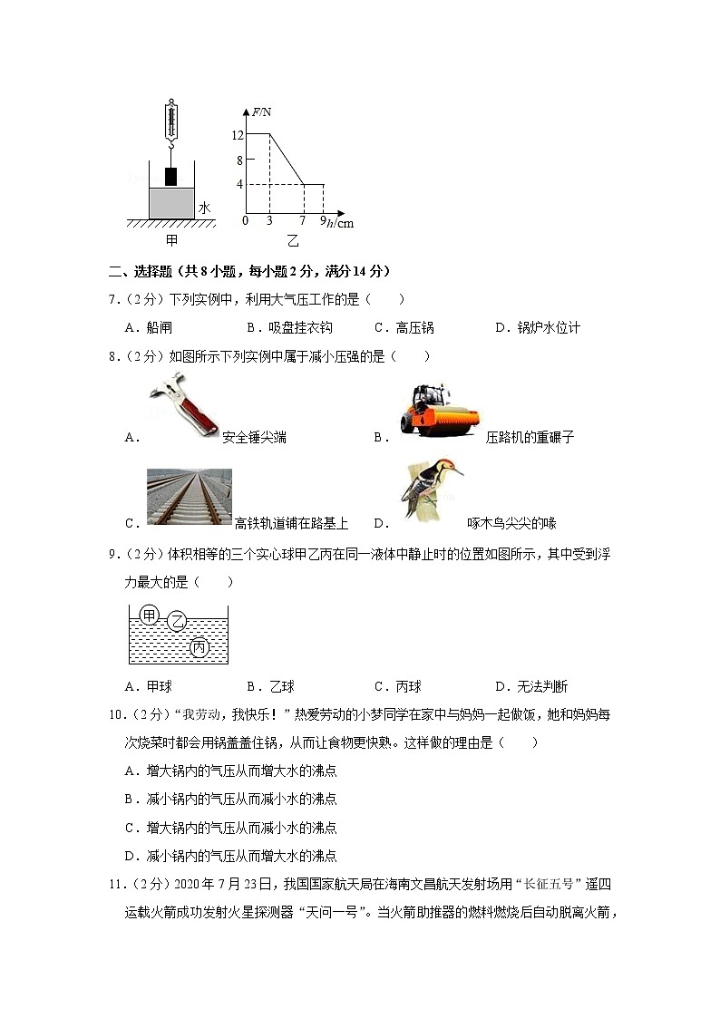 河南省安阳市安阳县2020-2021学年八年级下学期期中物理试题第2页