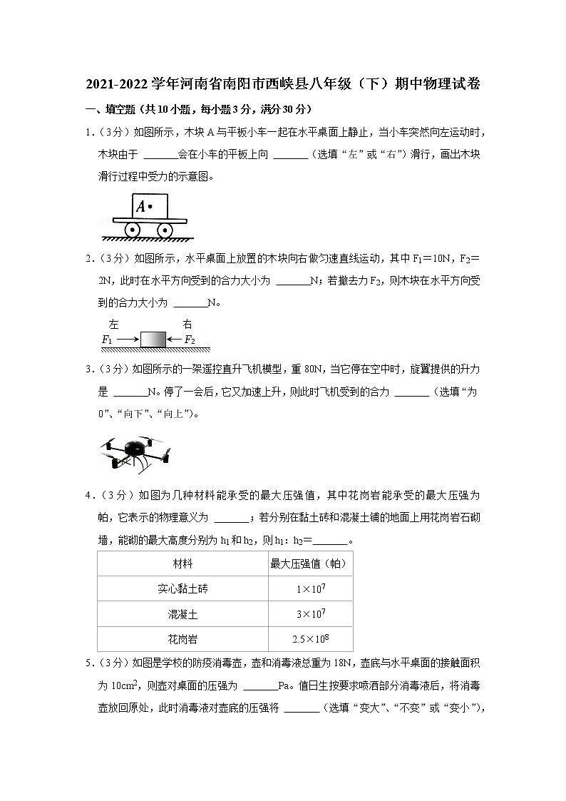 河南省南阳市西峡县2021-2022学年八年级下学期期中物理试题01