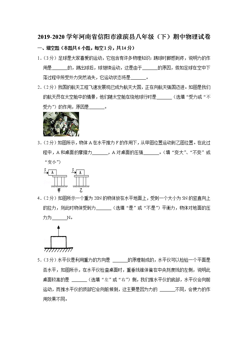 河南省信阳市淮滨县2019-2020学年八年级下学期期中物理试题01