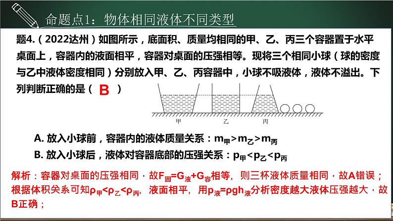 中考物理一轮复习课件--  压强与浮力基础专题08