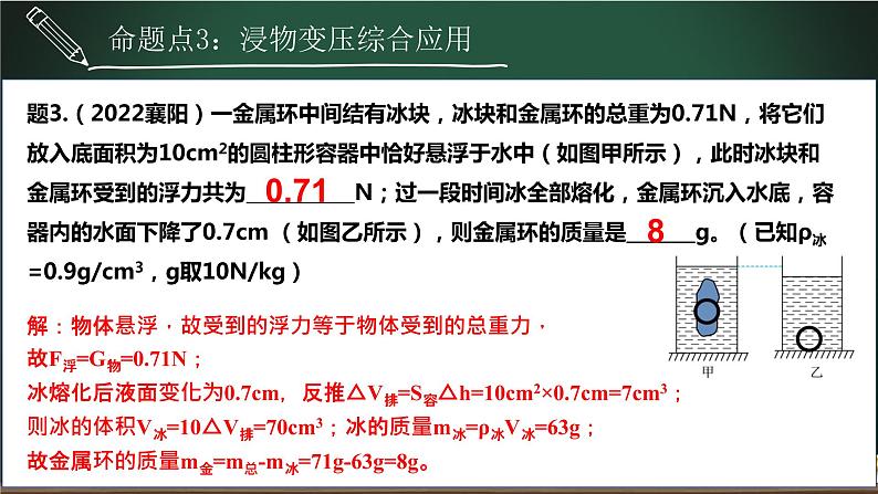 中考物理一轮复习课件-- 压强与浮力之浸物变压专题07