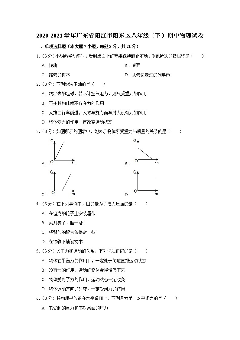 广东省阳江市阳东区2020-2021学年八年级下学期期中物理试题01