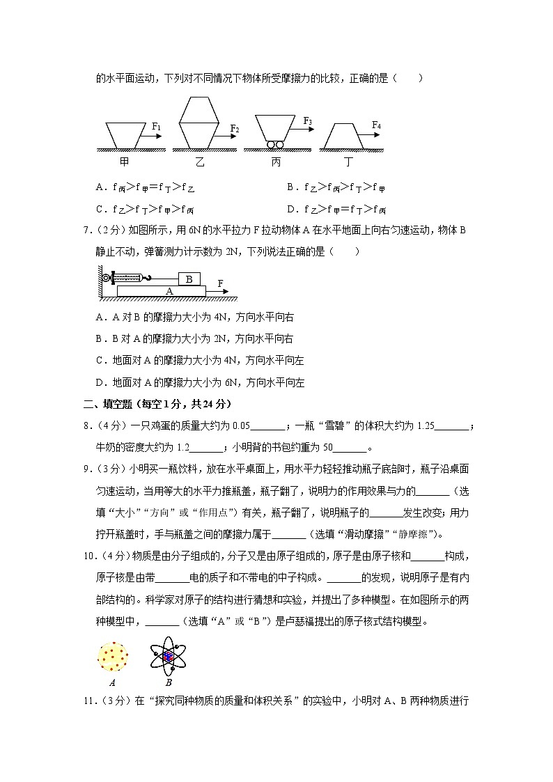 江苏省淮安市涟水县2020-2021学年八年级下学期期中物理试题02
