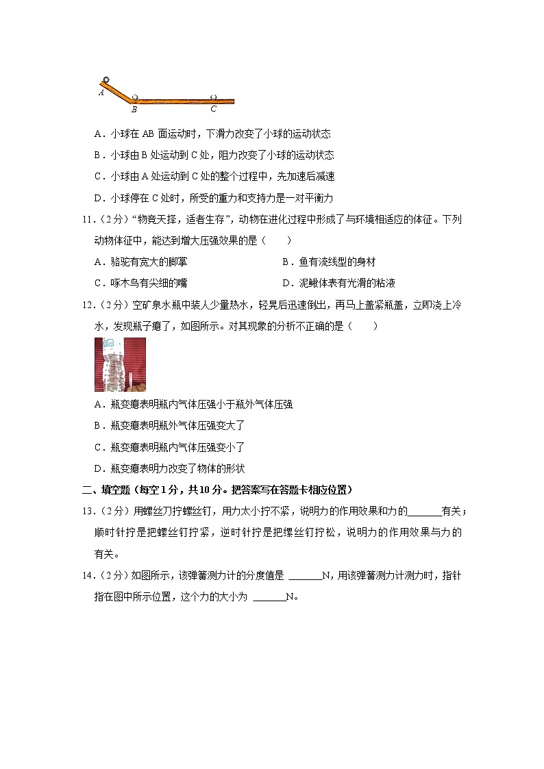 山东省菏泽市曹县2020-2021学年八年级下学期期中物理试题第3页