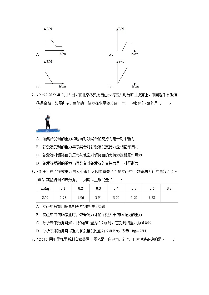 山东省青岛市崂山区育才学校2021-2022学年八年级下学期期中物理试题03
