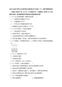 山东省泰安市新泰市2019-2020学年八年级下学期期中物理试题