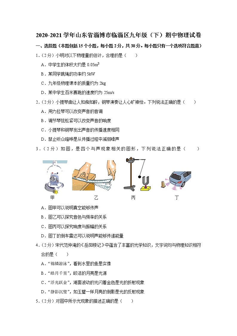 山东省淄博市临淄区2020-2021学年九年级下学期期中物理试题01