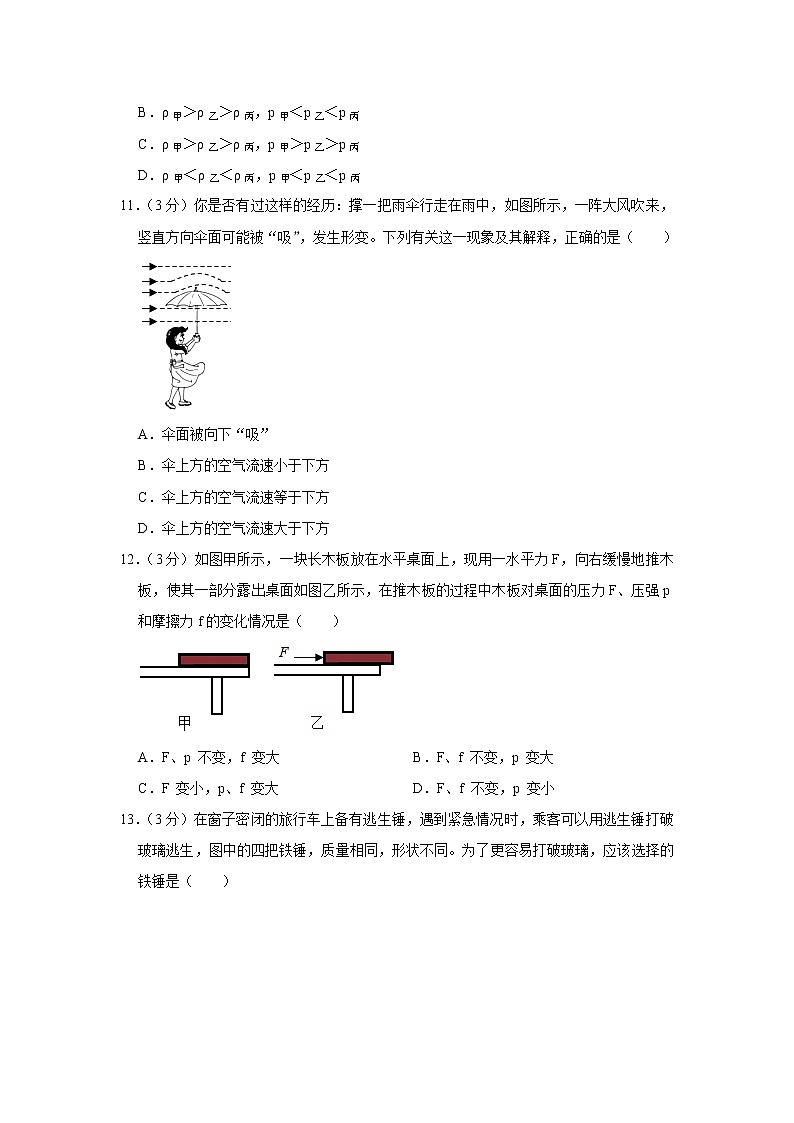 四川省乐山市土主片区2020-2021学年八年级下学期期中物理试题第3页