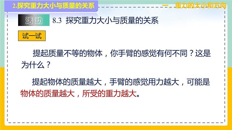 苏科版八下物理 8.2  重力  力的示意图（课件+内嵌式实验视频）08