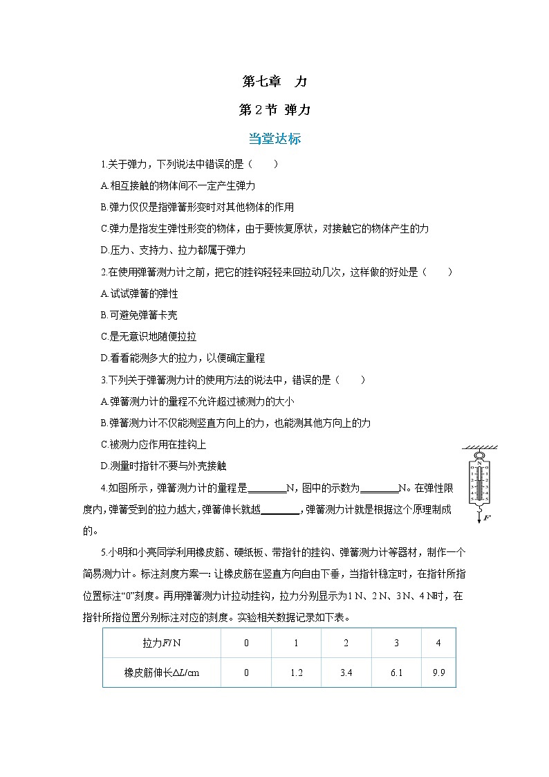人教版物理八年级下册 7.2《弹力》课件+导学案+教案+练习01