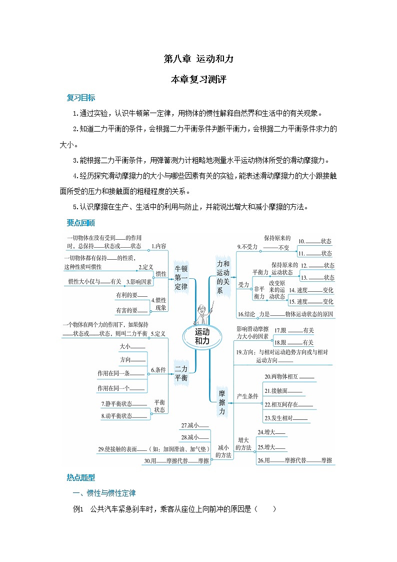 人教版物理八年级下册 第八章本章复习测评（含答案）01