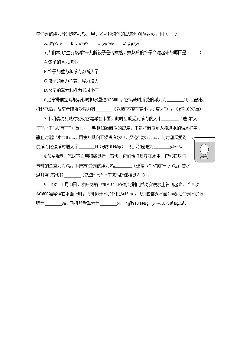 人教版物理八年级下册 10.3《物体的浮沉条件》课件+导学案+教案+练习02