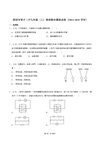 广东省深圳市育才二中2021－2022学年九年级 上学期物理期末模拟试卷(含答案)