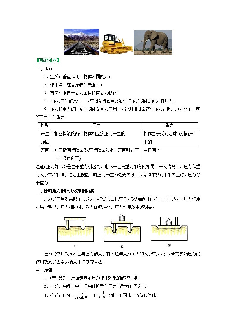 苏科版物理八年级下册同步教案-10.1 压强(原卷版)02
