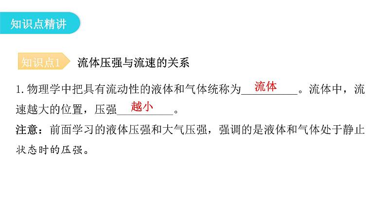 人教版八年级物理下册9-4流体压强与流速的关系教学课件第5页