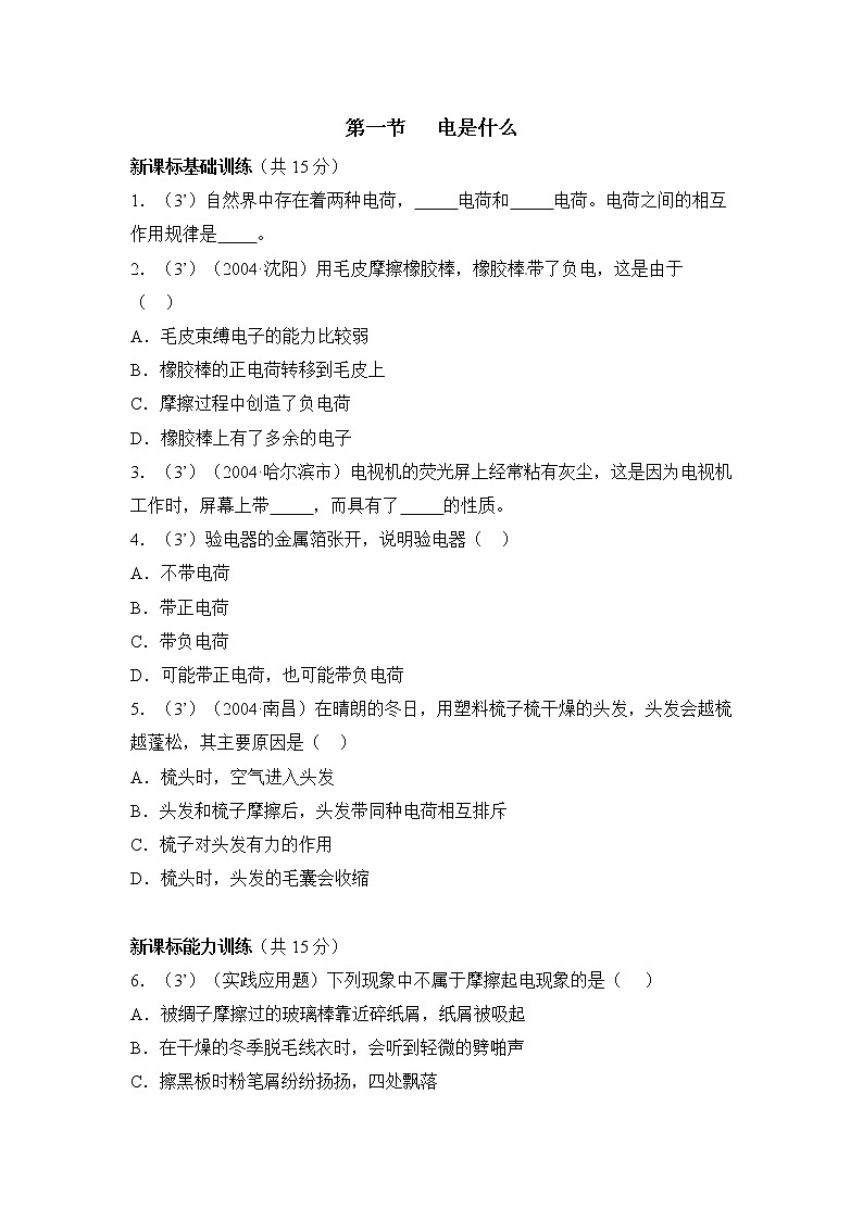 《电是什么》同步练习1第1页