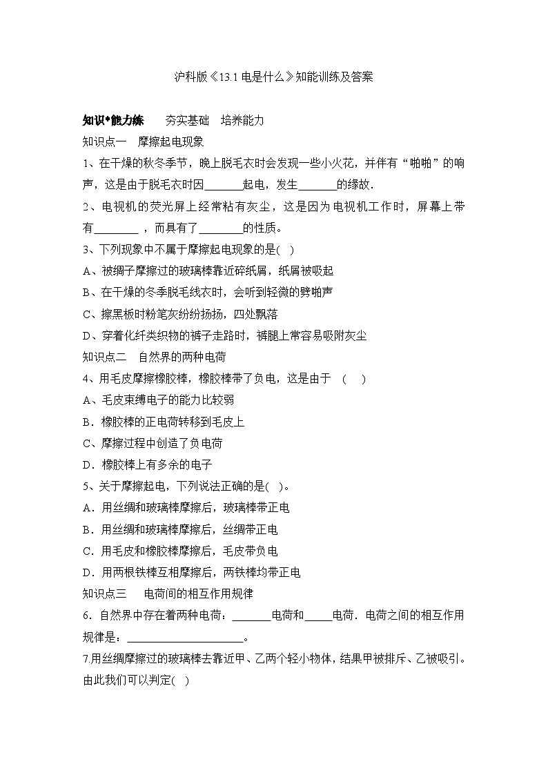 《电是什么》同步练习4第1页