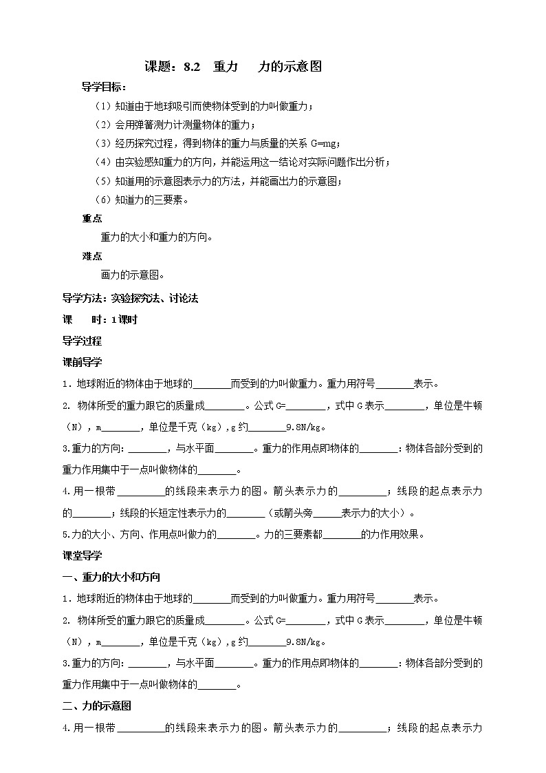 8.2  重力、力的示意图 学案第1页