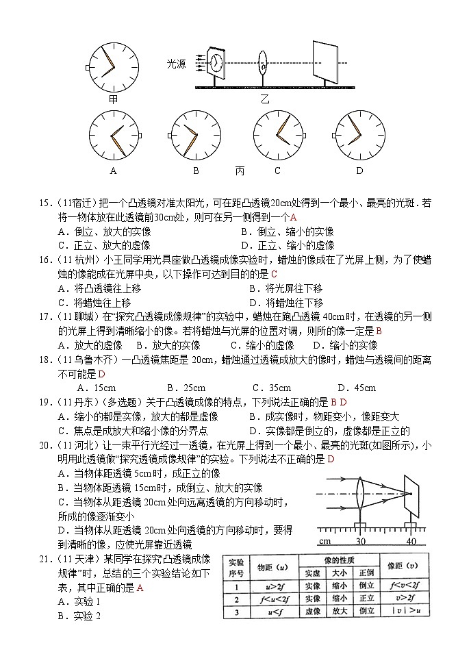 第5章第3节：凸透镜成像的规律 试卷03