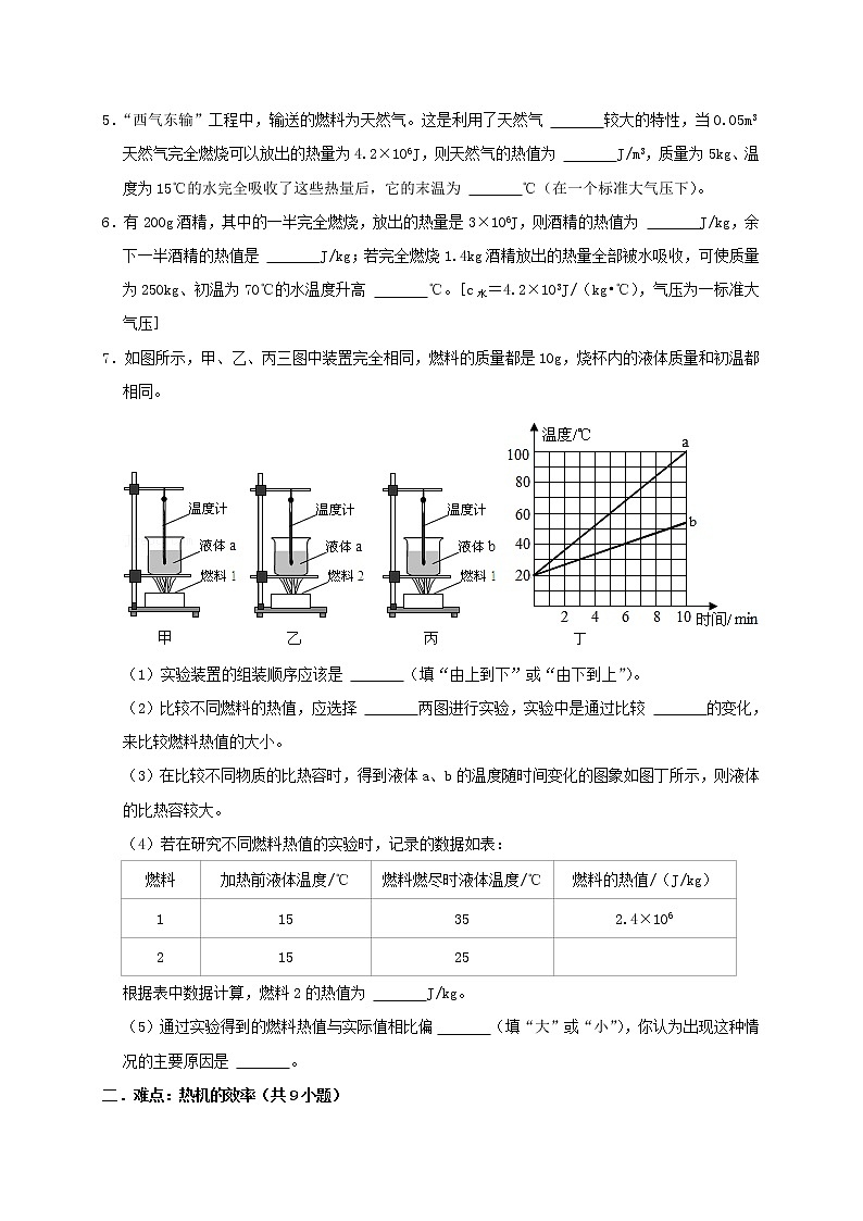 人教版2023届九年级物理重难点突破14.2 热机的效率（重难点突破）（原卷版）02