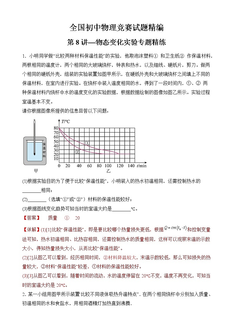 第8讲—物态变化实验专题精练—全国初中物理竞赛试题精编（八年级上）01