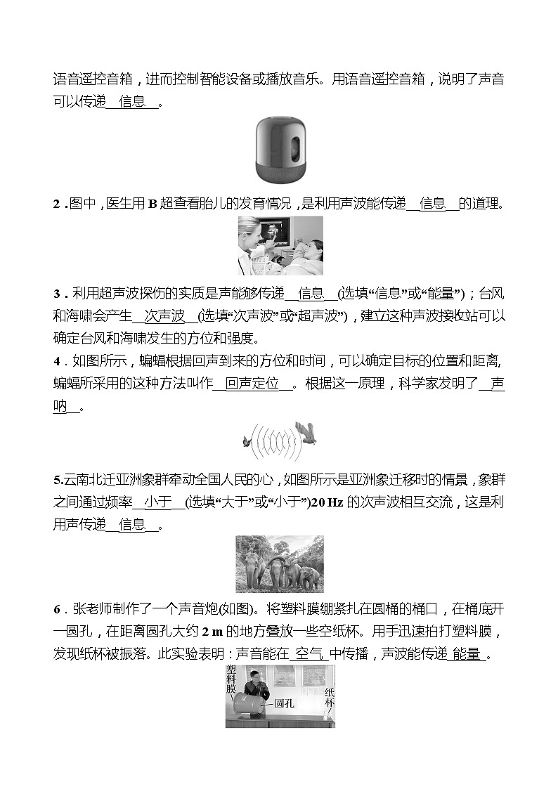第二章  第3节  声的利用 同步练习 （教师版）2022-2023 人教版物理 八年级上册第2页