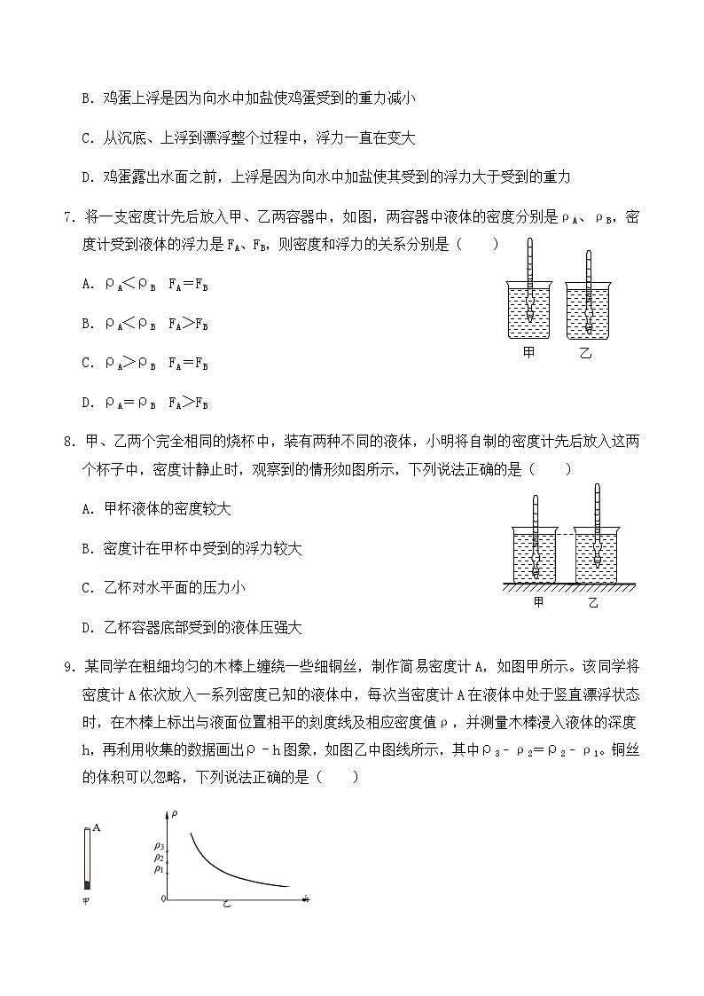 10.3 物体的沉浮条件及应用（同步基础练习）-八年级物理辅导讲义（人教版）03