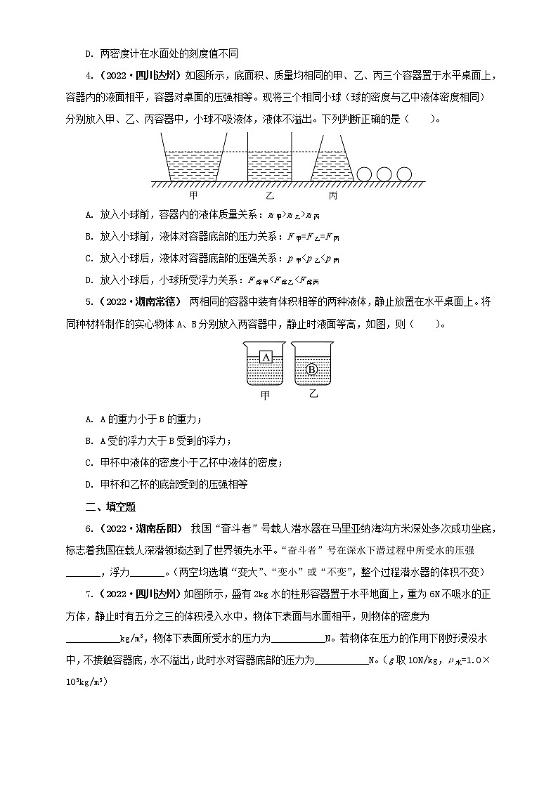 专项二  压强、浮力综合（原卷版）第2页