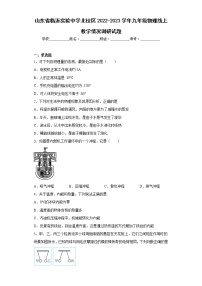 山东省临沂实验中学北校区2022-2023学年九年级物理线上教学情况调研试题