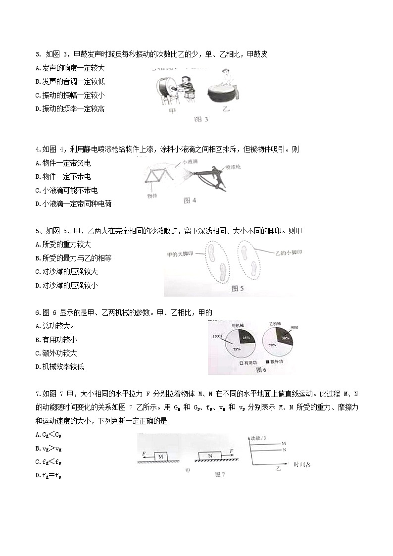 初中物理中考复习 2021年广东省广州市中考物理真题02