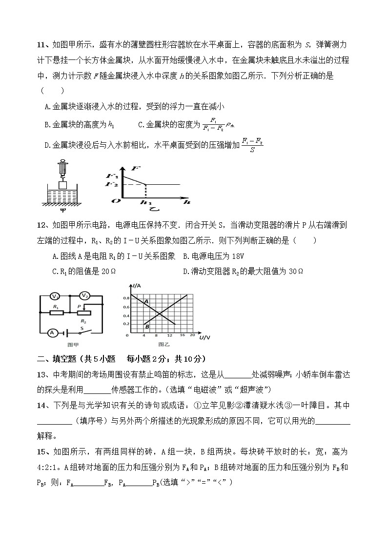初中物理中考复习 2021年中考物理全真模拟试卷六03