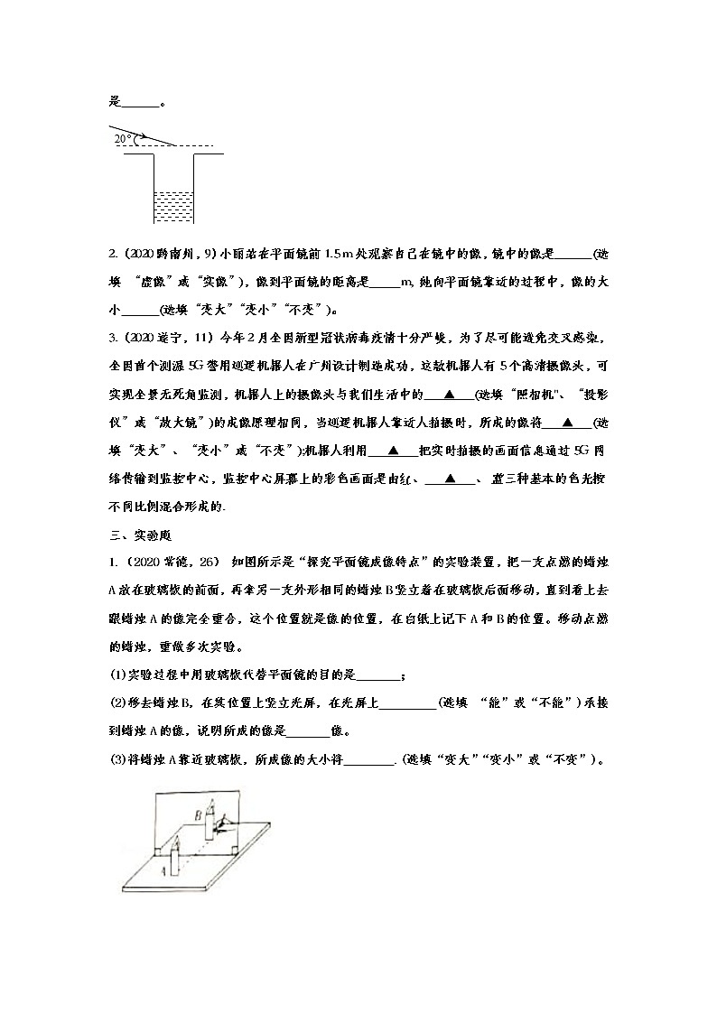 初中物理中考复习 2020年中考物理真题分类训练——光现象第3页