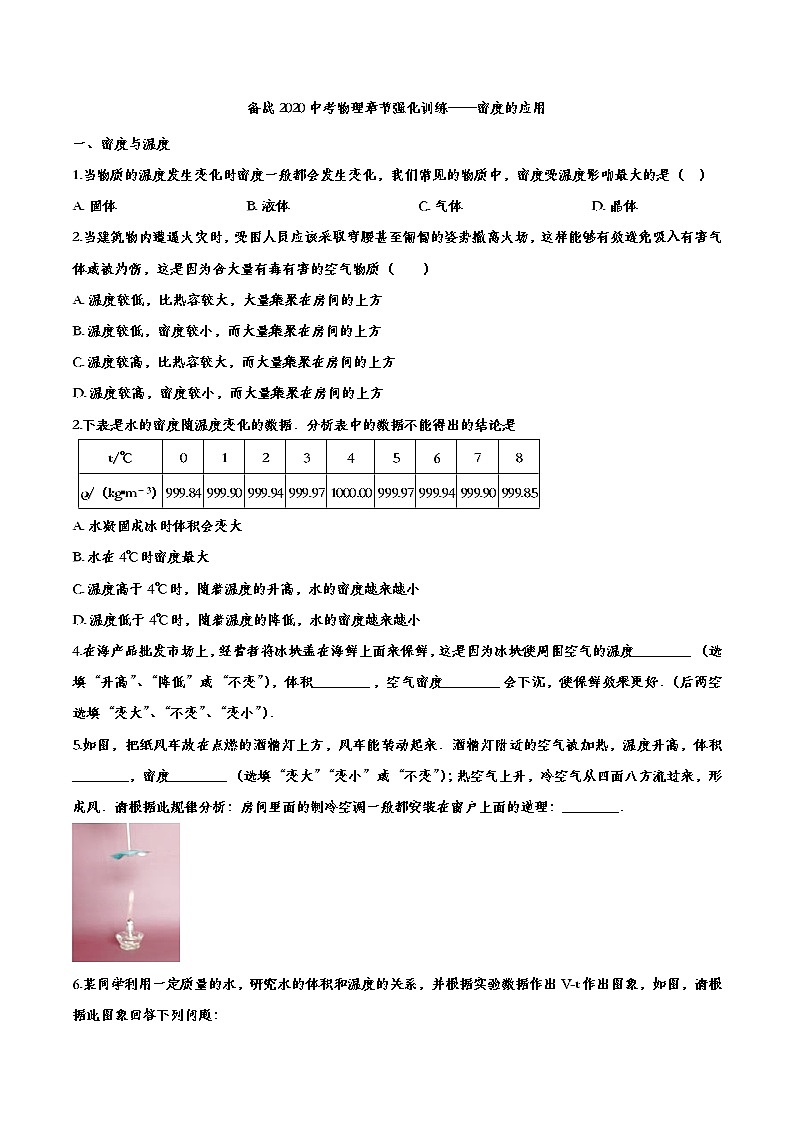 初中物理中考复习 备战2020中考物理章节强化训练——密度的应用01