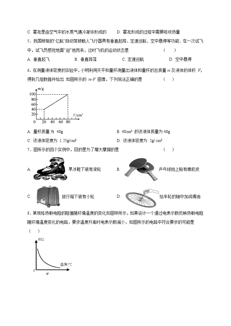 初中物理中考复习 黄金卷04-【赢在中考·黄金十套卷】备战2020中考物理模拟试卷（原卷版）02