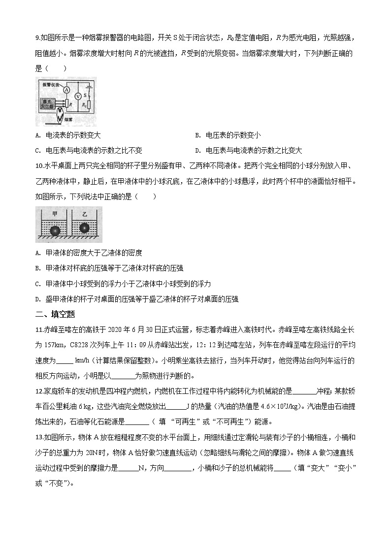 初中物理中考复习 精品解析：2020年内蒙古赤峰市中考物理试题（原卷版）03