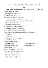 初中物理中考复习 精品解析：2020年四川省广元市中考物理试题（原卷版）