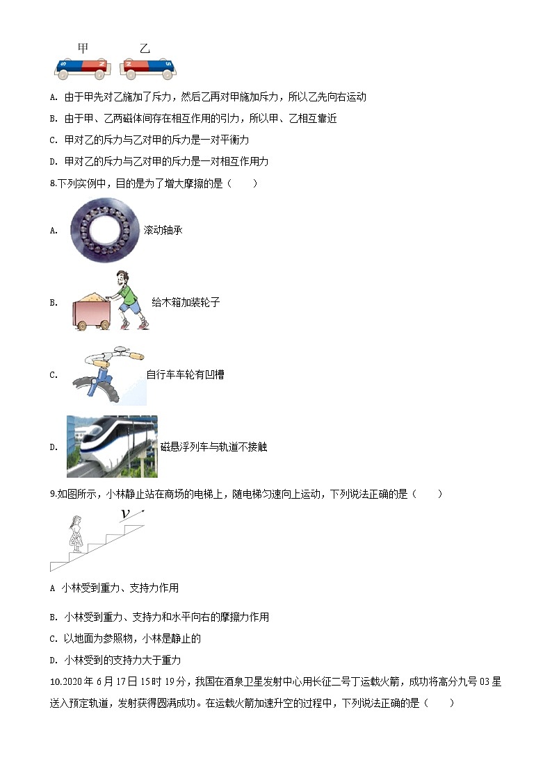 初中物理中考复习 精品解析：2020年四川省乐山市中考物理试题（原卷版）03