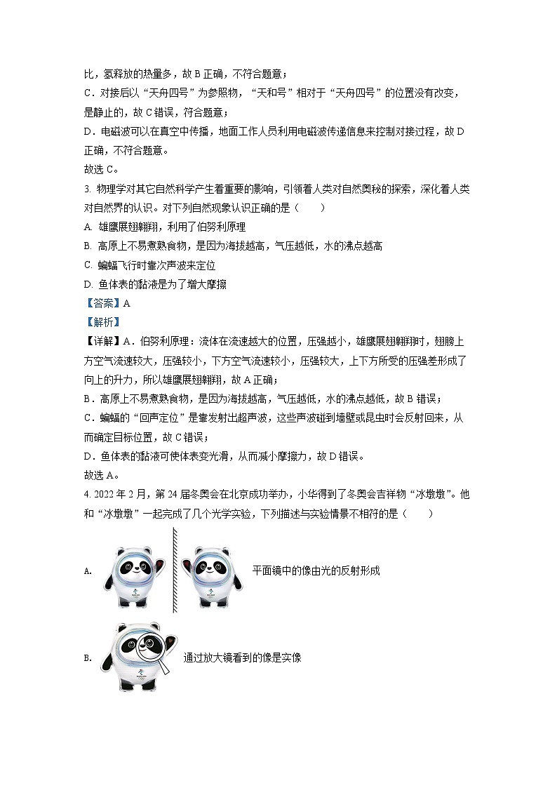 初中物理中考复习 精品解析：2022年四川省遂宁市中考物理真题（解析版）02