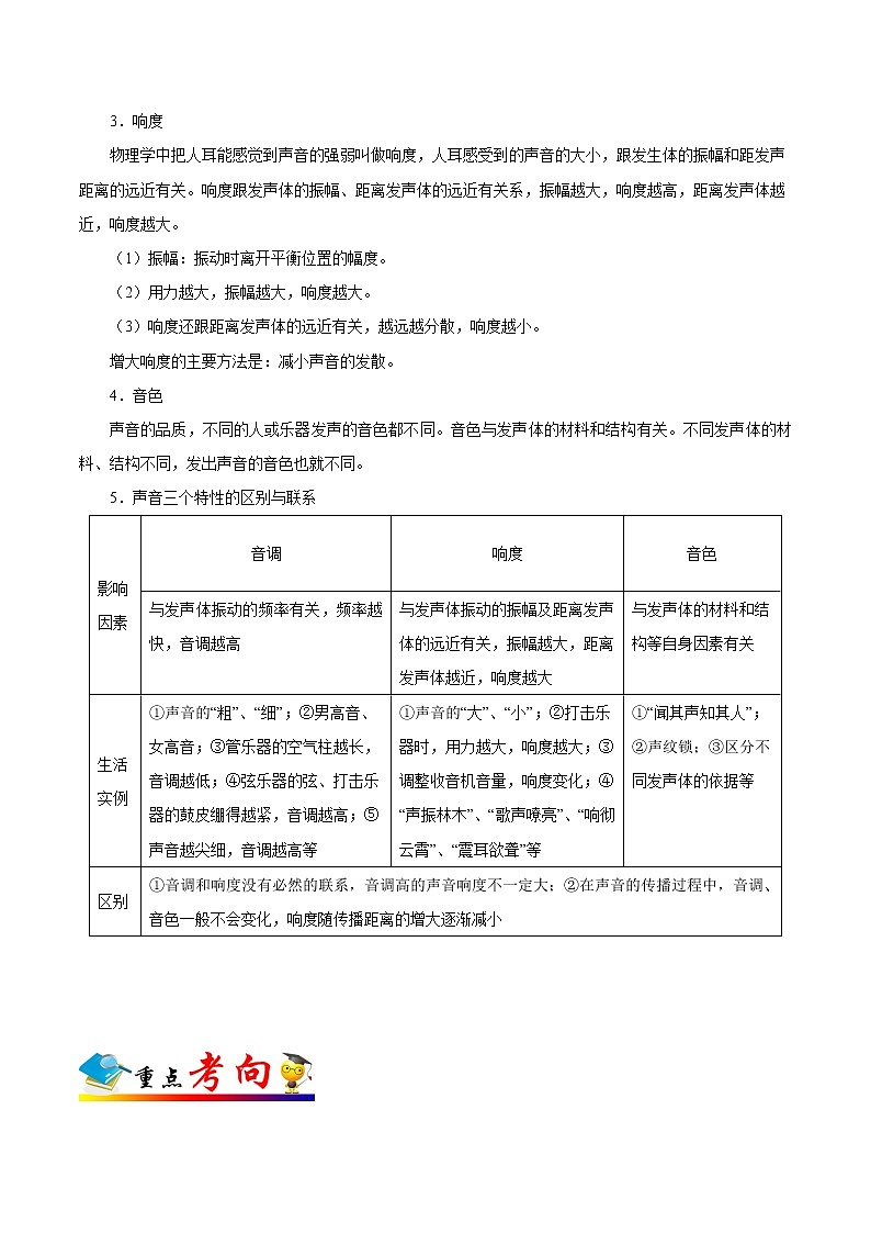 初中物理中考复习 考点03 声音的产生与传播、声音的特征-备战2019年中考物理考点一遍过第3页