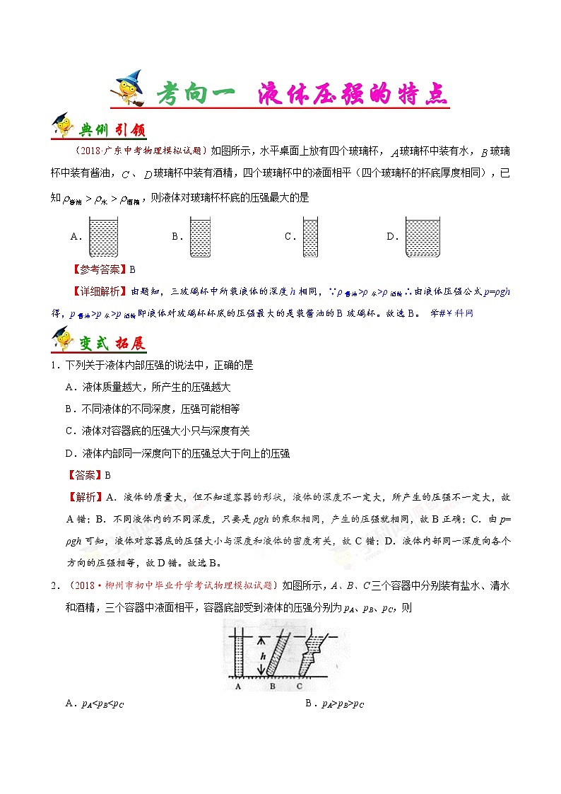 初中物理中考复习 考点14 液体压强-备战2019年中考物理考点一遍过第2页