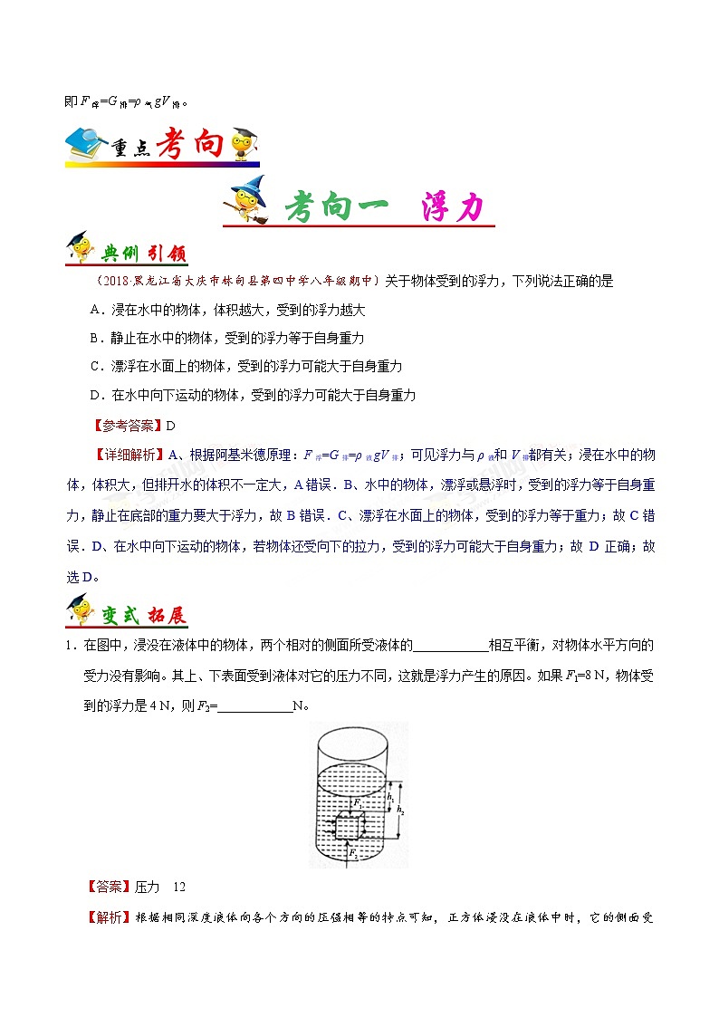 初中物理中考复习 考点16 浮力、阿基米德原理-备战2019年中考物理考点一遍过第3页