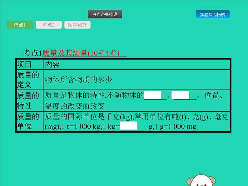 初中物理中考复习 课标通用中考物理总复习第一编知识方法固基第3章质量和密度课件02