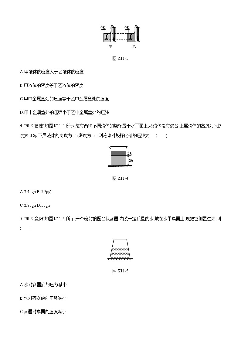 初中物理中考复习 课时训练11 液体的压强第2页