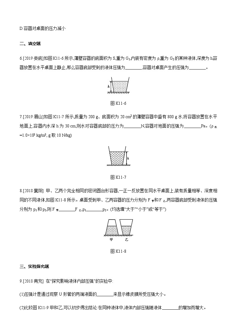 初中物理中考复习 课时训练11 液体的压强第3页