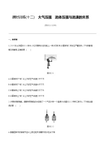 初中物理中考复习 课时训练12 大气压强　流体压强与流速的关系