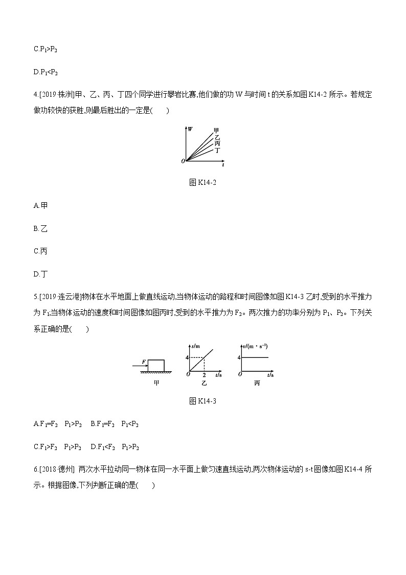 初中物理中考复习 课时训练14 功　功率02