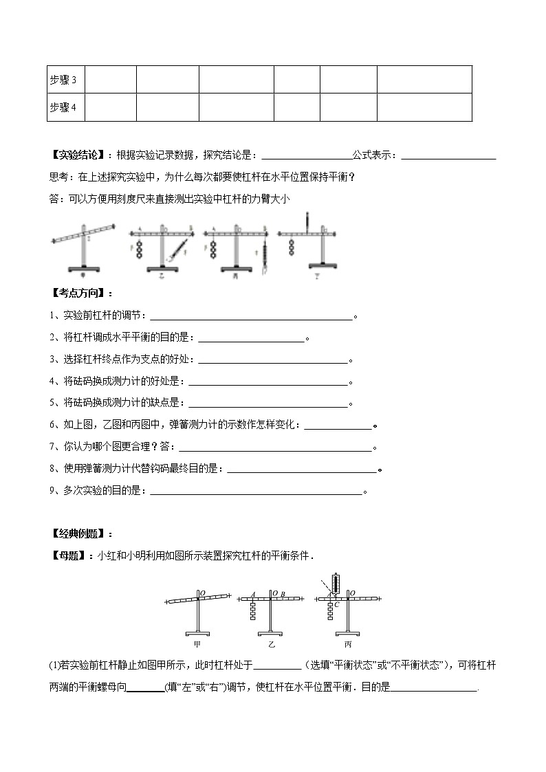 初中物理中考复习 实验15 探究杠杆平衡条件的实验（原卷版）02